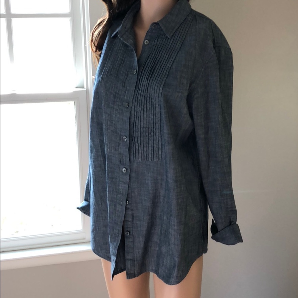 Denim button down with front texture